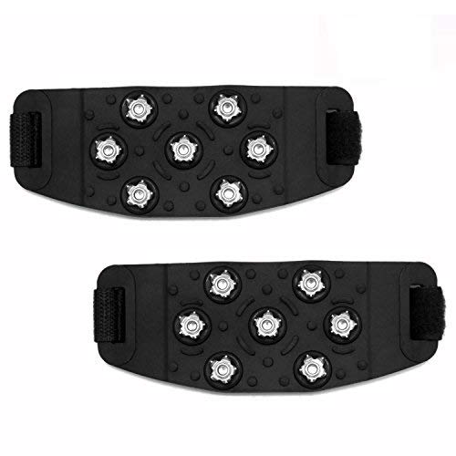 OFKPO 1 Pair Black Anti Slip Ice Grippers Snow Traction for Climbing Walking and Hiking