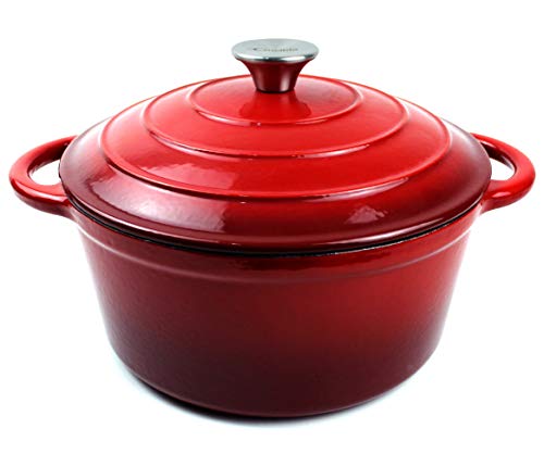 Dutch Oven Enameled Cast Iron Pot with Dual Handle and Cover Casserole Dish - Round Red 10.23" (26 cm)