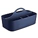 mDesign Plastic Portable Storage Organizer Caddy Tote - Divided Basket Bin with Handle for Bathroom, Dorm Room - Holds Hand Soap, Body Wash, Shampoo, Conditioner, Lotion - Large, 2 Pack - Navy Blue