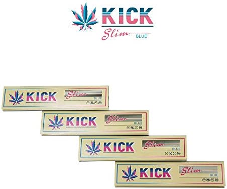 KICK Slim King Size OCB Rolling Paper Joint Paper Smoking Paper,Pack of 4 Pieces (1 Pack = 33 Leaves, Blue)