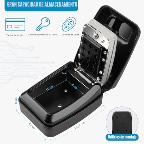 Faneam Key Box with Large Exterior Code, Wall Safe Box with Combination 12 Digits Waterproof for Home, Garage, School, Office