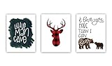 Set of 3 Woodland Animal Nursery Cardstock Prints - 8x10
