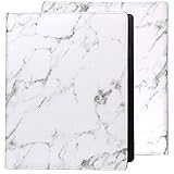 Z PLINRISE Luxury Marble Portfolio File Folder Document Resume Organizer,Padfolio File Holder Folders Letter Size,Standard 3 Ring Binder with Clipboard (Marble White)