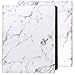 Z PLINRISE Luxury Marble Portfolio File Folder Document Resume Organizer,Padfolio File Holder Folders Letter Size,Standard 3 Ring Binder with Clipboard (Marble White)