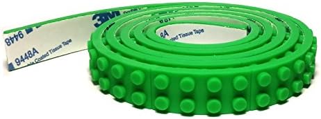 Toy Block Tape, Lego Tape and Nimuno Loops Compatible Baseplate Toy Brick Building Block lego Tape, 3M Reusable Adhesive Strips, Multiple Colors (Green)