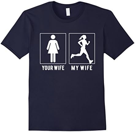 Men's RUNNING - YOUR WIFE - MY WIFE T SHIRTS XL Navy