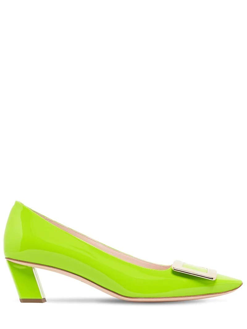Roger Vivier Belle Vivier Green Patent Leather 45MM Pumps New/Authentic