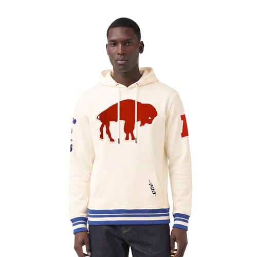 Pro Standard Mens NFL Buffalo Bills Retro Classics Pull Over Hoodie Eggshell/Royal Blue M