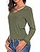 CPOKRTWSO Women Summer Tops Cross Front Deep V-Neck Long Sleeve Tees Top ArmyGreen S