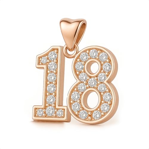 18 Charm Bead 925 Sterling Silver with Rose Gold for Pandora Moments Women's Charms Bracelet & Necklace - 18th Her Girls Women - Happy Birthday Gift Box