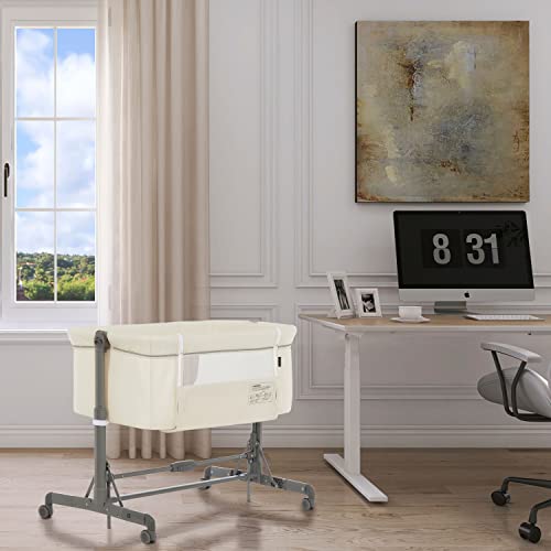 Dream On Me Zimal and Bedside Sleeper in Ivory, Lightweight