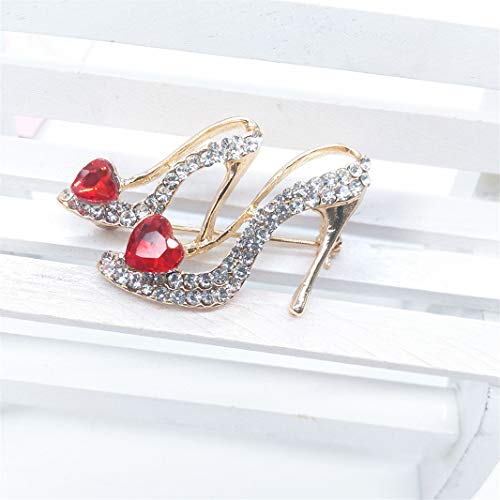 Sperrins Fashion Style High-Heel Shoe Rhinestone Brooch Pin Gold Color - Thumbnail 3