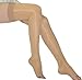 BriteLeafs Sheer Compression Stockings Thigh High 20-30 mmHg, Firm Support, Open Toe, Stay-Up Silicone Band (Large, Beige)