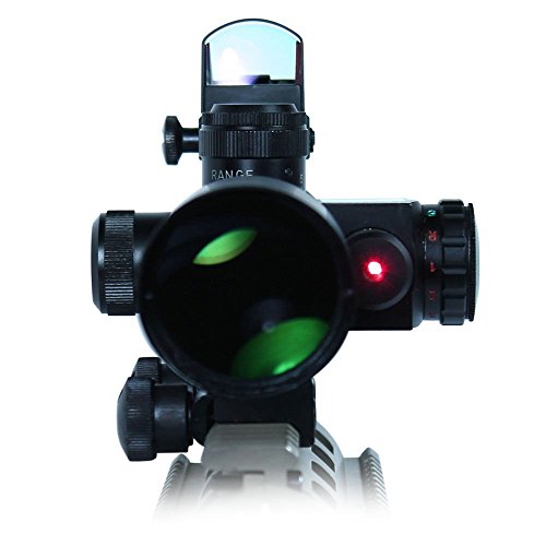 X-Aegis New Style 2.5-10x40 Rifle Scope with Integrated gun sight lasers Dual Illuminated Mil-dot , Rail Mount and 4 Reticle Red and Green Dot Open Reflex Sight - Thumbnail 5