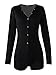 Moxeay Women's Sexy Onesie Deep V Neck Shorts Long Sleeve Knitted Button Down One Piece Bodysuit Bodycon Rompers Overall(XL, Black)
