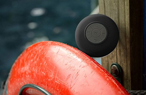 Splash Tunes Shower Speaker - Waterproof Bluetooth Shower Speaker, Portable, Hands-Free, Wireless, Water Resistant, Shower Speaker with Built-in Mic and Suction Cup - Black