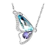 Superbaby Butterfly Breaking Cocoon Necklace MADE WITH SWAROVSKI ELEMENTS Aquamarin + Gift Box