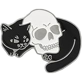 Black Cat Skeleton Head Halloween Lapel Brooch Pin Cute Enamel Animal Skull Holiday Party Clothing Accessories Brooches Pins Badge for Backpack Hat Dress Suit Jacket Jeans Punk Jewelry for Women Men