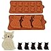 MoldFun 2 Pack Cute Cat Chocolate Silicone Molds Kitten Baking Cake Cupcake Pancake Pan Kitty Soap Polymer Clay Candy Cookie Fondant Concrete Wax Melt Ice Cube Tray