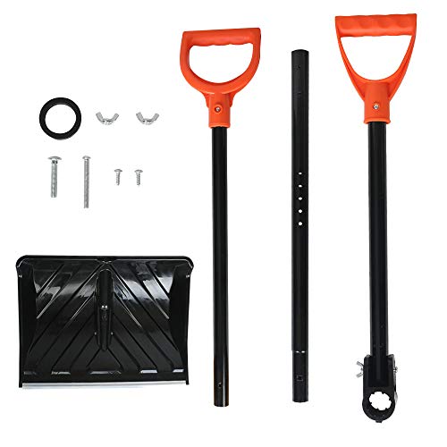 U-Eway Snow Shovel, Snow Pusher,Wide 18-inch Shovel Blade, Aluminum Wear Strip,Ergonomic Handles, One Adjustable Assisted Handle