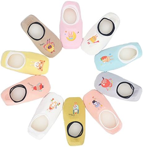 Toddler Non Skid No Show Socks - Low Cut Anti Slip Grip Slippers for Baby Kids Boys Girls 10 Pairs