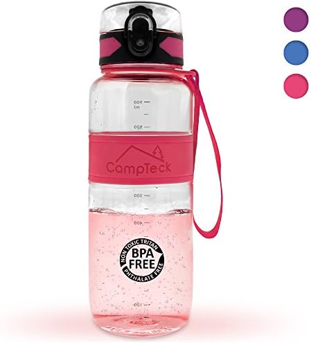 CampTeck Leak Proof BPA Free Sports Drinking Water Bottle with Carry Strap (450ml, 600ml, 1000ml)