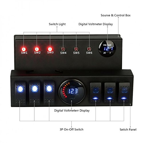 6 Rocker Switch Panel By LEANINGTECH 6Switch Overhead Pod 6 Gang