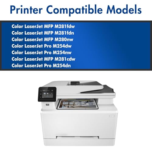 203X 203A avec Puce Cartouche de Toner Compatible pour HP 203X pour HP Color LaserJet Pro MFP M281fdw M254dw M281fdn M280nw M281cdw M254nw M254dn CF540X CF540A (Noir Jaune Cyan Magenta, 4-Pack )