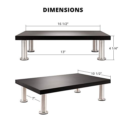 Monitor Stand for Computer & Laptop Screen - Solid Bamboo Riser Supports The Heaviest Monitors, Printers, or TVs - Perfect Shelf Organizer for Office Desk Accessories & TV Stands (Black)