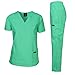Dagacci Medical Uniform Womens and Mens Scrubs Set Medical Scrubs Shirt Top and Pant, Hospital Green, Small, Short Sleeve
