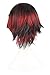 MapofBeauty Mixed Color Short Straight Cosplay Costume Wig (Black/Red #02)