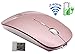 Tsmine Wireless USB Charger Computer Mouse for MacBook Air Mac Pro Laptop Ipad Pad PC The Laser Optical Rechargeable Mini Slim Silent Mice is Replacement Wired Widely Used Desktop iMac (Rose Gold)