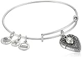Alex and Ani "Path of Symbols" Guardian Angel Expandable Wire Silver Bangle Charm Bracelet