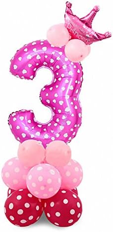 Smakke 72Pcs Baby Shower Foil Polka Dot Latex Balloons 30Inch Number Balloon Child 0-9 Year Old Birthday Party Decor Stand Set Globos