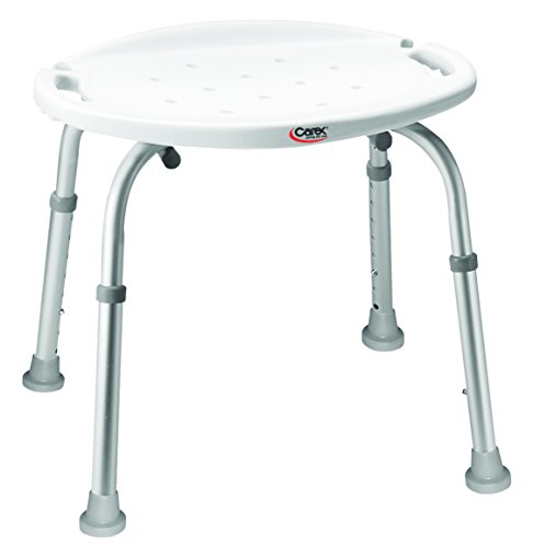 Carex Adjustable Bath and Shower Seat – Shower Stool - Aluminum Bath Seat - Shower Chair with Handle