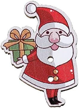 Maguillage Wood Button Christmas Santa Claus Set of 10 Pcs.