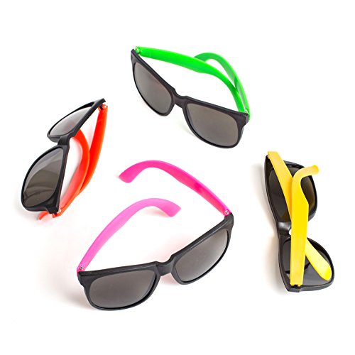 Neliblu 24 Pack Kids’ Neon Party Sunglasses Bulk With UV Protection