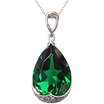 Navachi 925 Sterling Silver 18k White Gold Plated 10.5ct Pear Emerald Az9639p Necklace Pendant 18