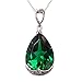 Navachi 925 Sterling Silver 18k White Gold Plated 10.5ct Pear Emerald Az9639p Necklace Pendant 18