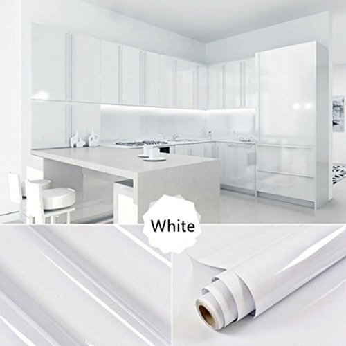 Appoi Pvc Removable Wallpaper,13 Kind Color Shiny Furniture Refurbished Stickers Pvc Removable Wallpaper Home Decor (White)