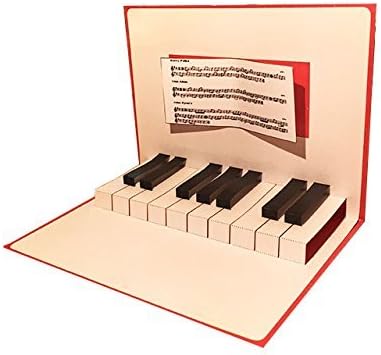 Amazon ポップアップグリーティングカード ピアノ鍵盤 レッド グリーティングカード 文房具 オフィス用品
