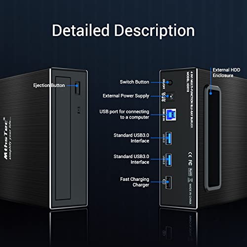 MthsTec 4 in 1 External Bluray Drive, 16X USB 3.0 and TypeC Powerful