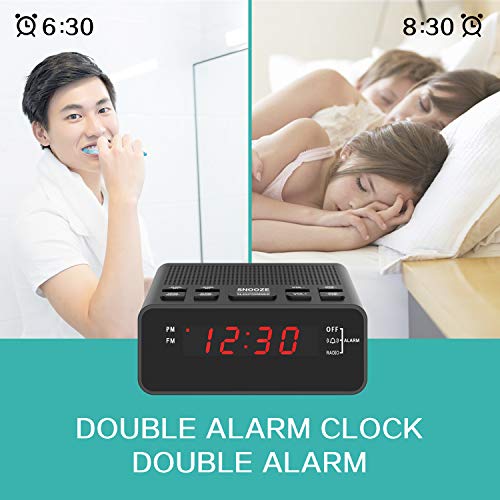 Dorzu Alarm Clock Radio,FM Digital Clock Radio with USB Charger Port for Bedroom