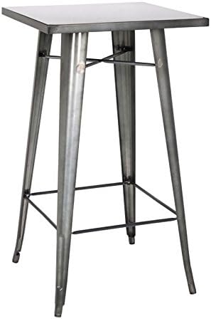 Chintaly Imports Galvanized Steel Bar Table, Gun Metal