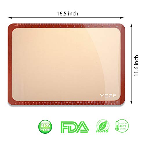 QUELLANCE Non-Slip Silicone Pastry Mat Set of 3 Half Sheet Mat, (11 5/8" x 16 1/2") Non Stick and BPA Free Silicone Baking Mat for Macaron/Pastry/Cookie/Bun/Bread Making
