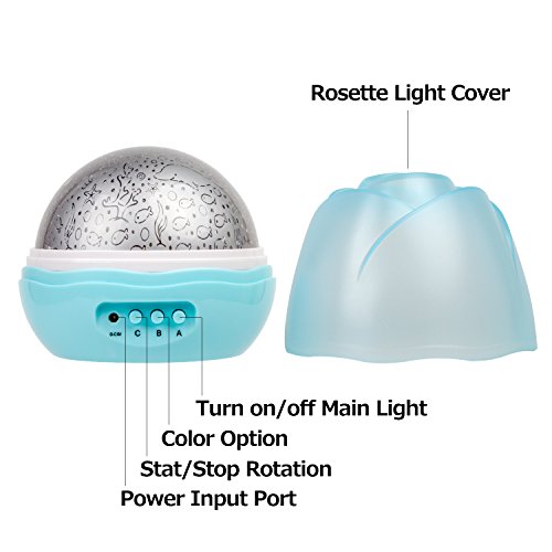Christmas Projector for Kids, MOCERO Rotating Night Light with 4 LED Bulbs 9 Modes for Children in Bedroom,Celebration&Decoration - Thumbnail 4