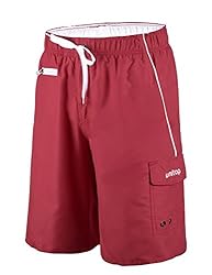 unitop Men's Lightweight Quick Dry Swim Trunks Red