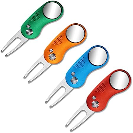 4 Pcs Golf Divot Repair Tool, Stainless Steel Foldable Magnetic Pop-up Button Switchblade and Detachable Golf Ball Marker (4 Colors) 4 Pcs Golf Divot Repair Tool, Stainless Steel Foldable Magnetic Pop-up Button Switchblade and Detachable Golf Ball Marker (4 Colors)