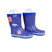 SHOFORT Kids Rubber Rain Boots with Handles for Toddler Boys, Size 9