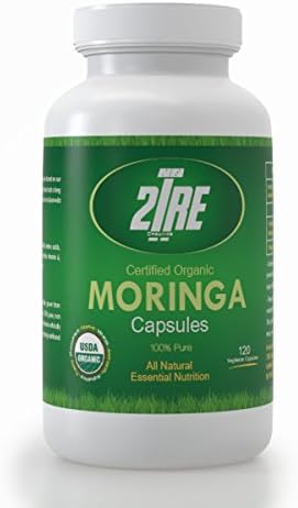 2Tre Organic Moringa Oleifera Leaf Capsules - 120 Pure Vegan Capsules - USDA Certified, Raw Multi-Vitamin Pills